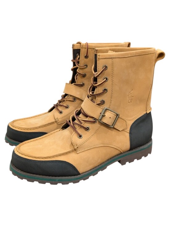 Polo Ralph Lauren Woolton Men’s Tan Leather Boots w/ Black & Green Accents – 13D main image 5